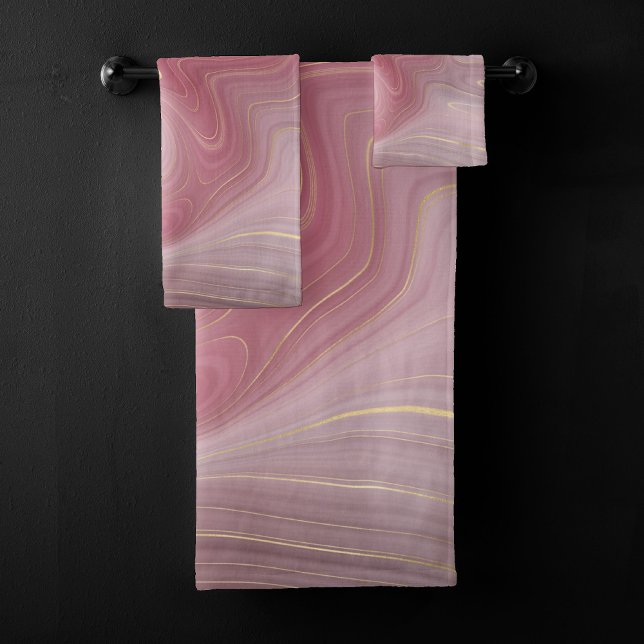 Sangria Strata | Moody Pink and Purple Luxe Agate Bath Towel Set (Creator Uploaded)