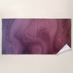 Sangria Strata   Moody Pink and Purple Luxe Agate Beach Towel
