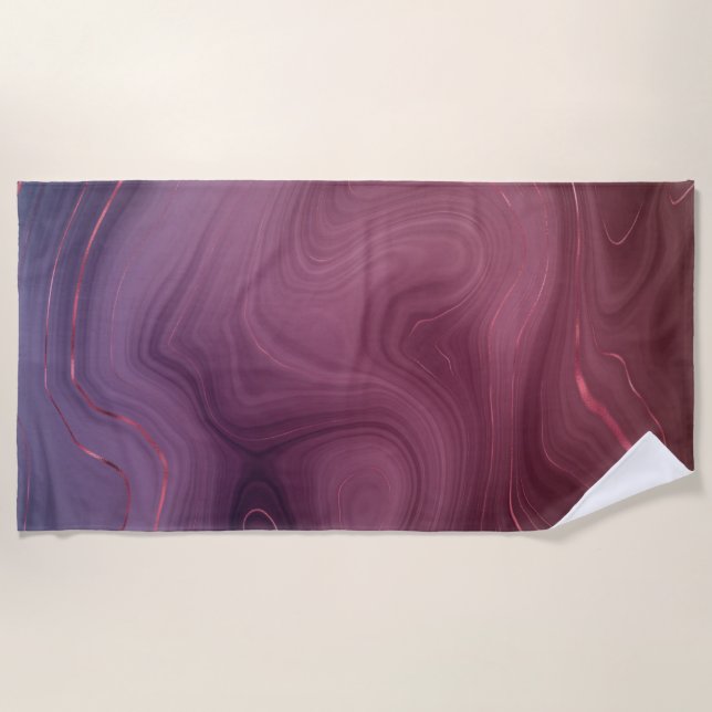 Sangria Strata | Moody Pink and Purple Luxe Agate Beach Towel (Front)