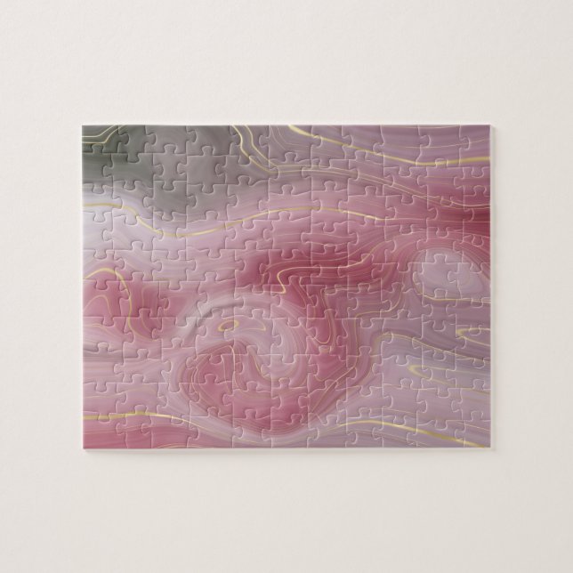 Sangria Strata | Moody Pink and Purple Luxe Agate Jigsaw Puzzle (Horizontal)