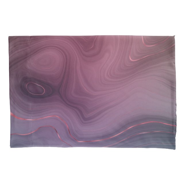 Sangria Strata | Moody Pink and Purple Luxe Agate Pillowcase (Front)