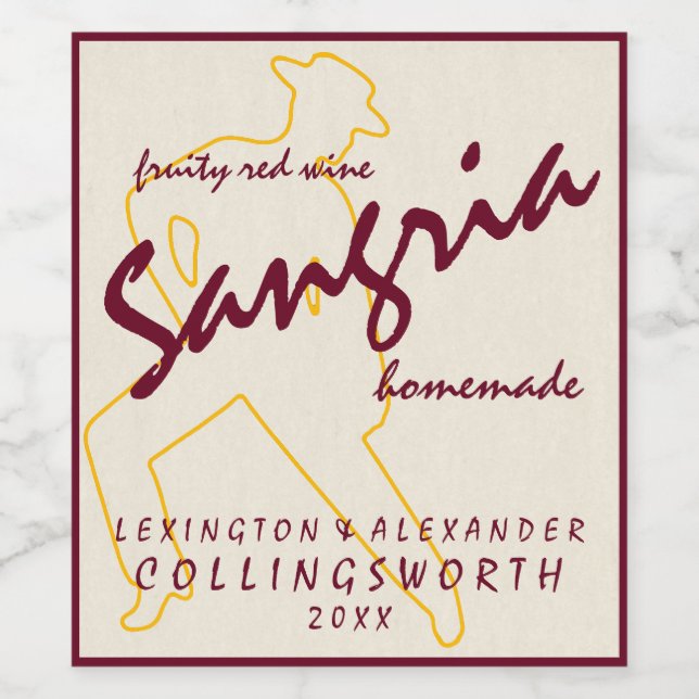 Sangria With Flamenco Dancer Homemade Wine Label (Single Label)