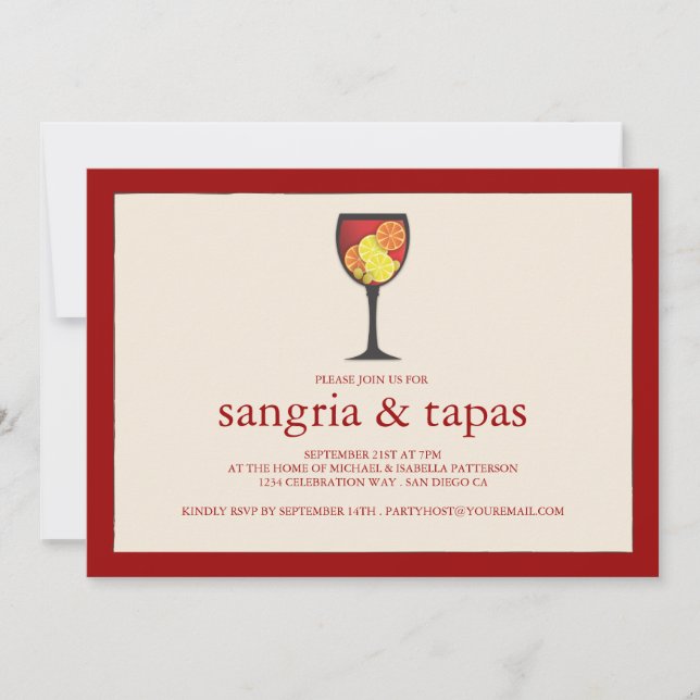 Sangria with Fruit Tapas Party Invitation (Front)