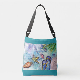 Sanibel Flip Flops Watercolor Crossbody Bag