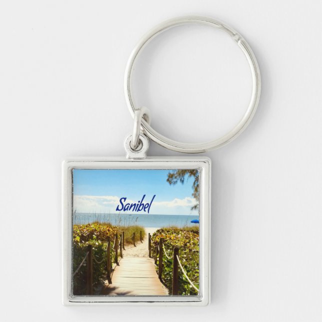 Sanibel Island Florida Beach Ocean Keychain (Front)