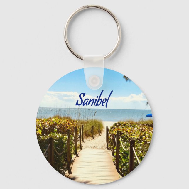 Sanibel Island Florida Beach Ocean Keychain (Front)
