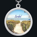 Sanibel Island Florida Beach Ocean Silver Plated Necklace<br><div class="desc">Sanibel Island Florida Beach Ocean
Blue sky,  green grass and the clean ocean.</div>