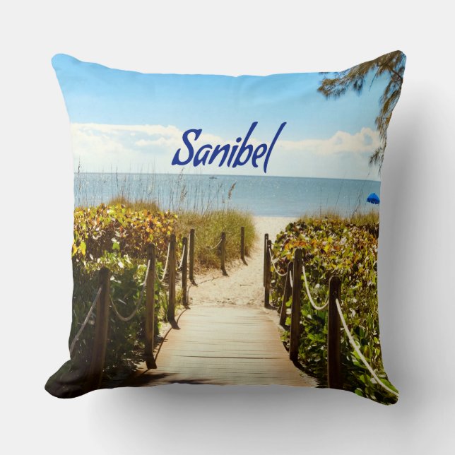 Sanibel Island Florida Beach Ocean Throw Pillow (Front)