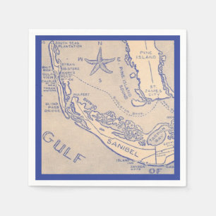 Sanibel Island Florida Map Napkin