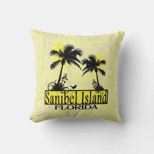 Sanibel Island Florida palm tree decorative pillow