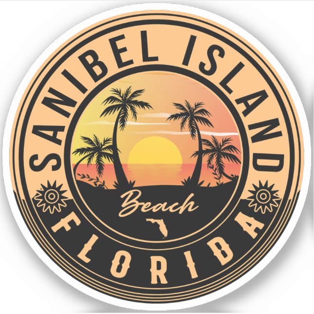 Sanibel Island Florida Retro Sunset Souvenirs (Front)