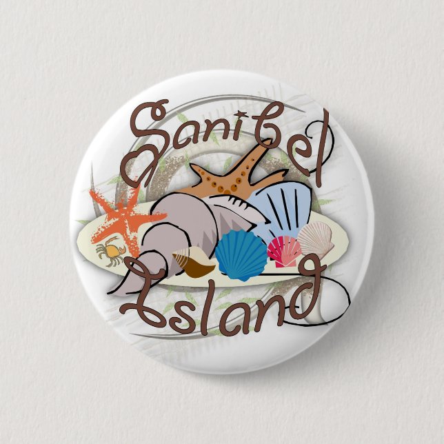 Sanibel Island Florida seashell design 2 Inch Round Button (Front)