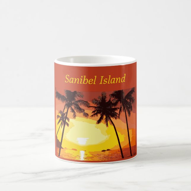 Sanibel Island Florida Tropical Palm Tree Sunset  Coffee Mug (Center)
