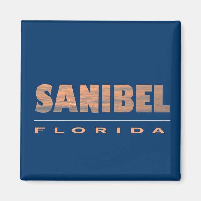 Sanibel Island Florida Typographic Design Magnet (Front)