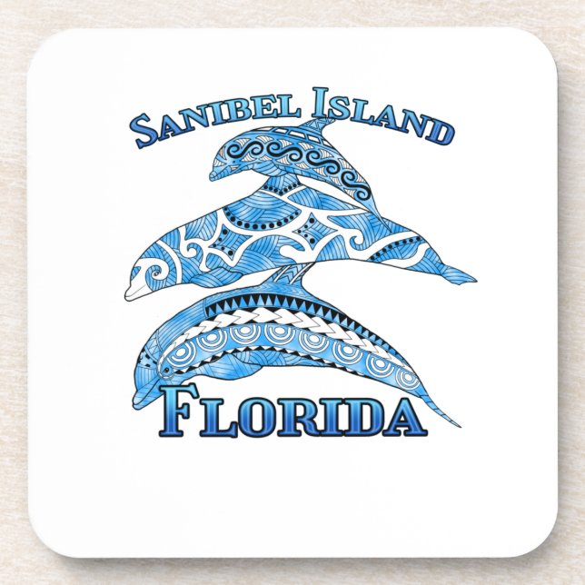 Sanibel Island Florida Vacation Tribal Dolphins Coaster (Front)