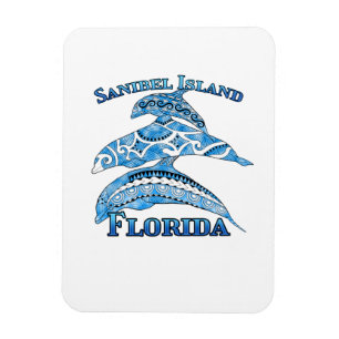 Sanibel Island Florida Vacation Tribal Dolphins Magnet