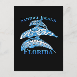 Sanibel Island Florida Vacation Tribal Dolphins Postcard