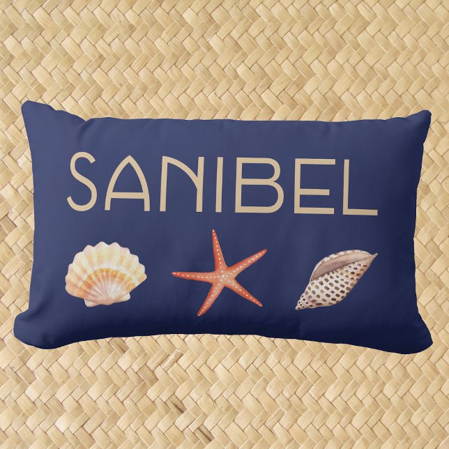 Sanibel Island Florida with shells Lumbar Pillow (Creator Uploaded)