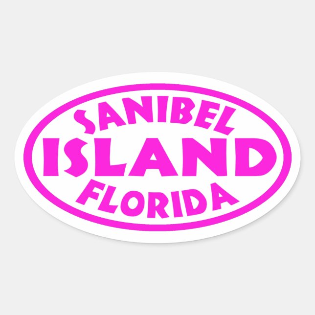 Sanibel Island Floride autocollants rose ovale (Devant)