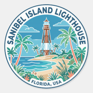 Sanibel Island Lighthouse USA Florida Classic Round Sticker