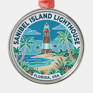 Sanibel Island Lighthouse USA Florida Metal Ornament