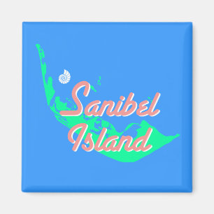 Sanibel Island map outline design Magnet