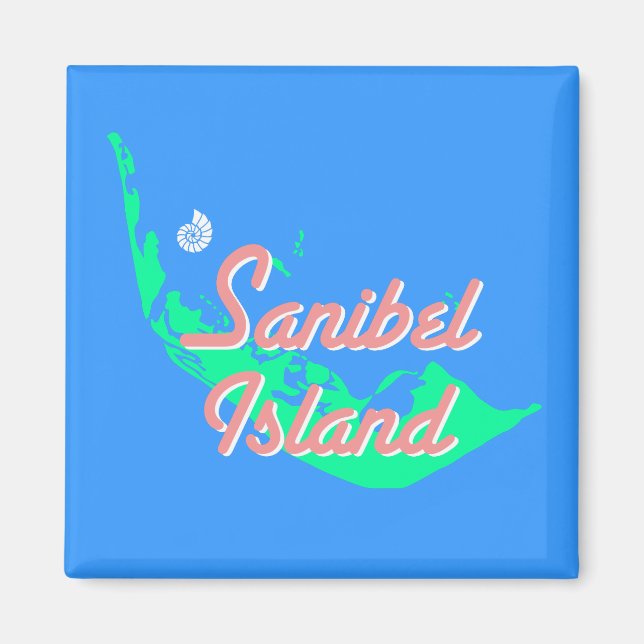Sanibel Island map outline design Magnet (Front)