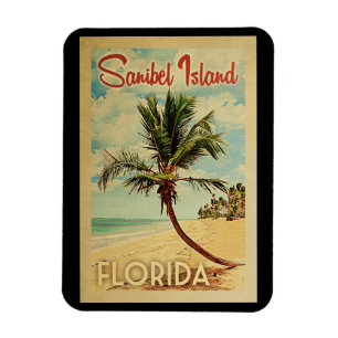 Sanibel Island Palm Tree Vintage Travel Magnet