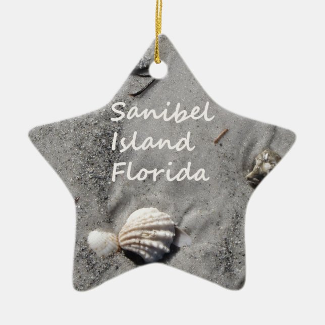 Sanibel Island Sand Shells Ceramic Ornament (Front)
