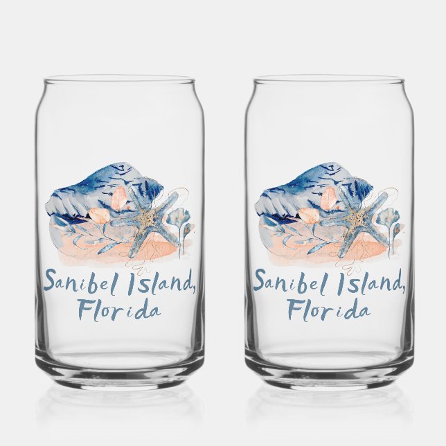 Sanibel Island Seashells   Can Glass (Front)