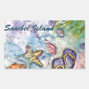 Sanibel Island Watercolor Florida Art Sticker