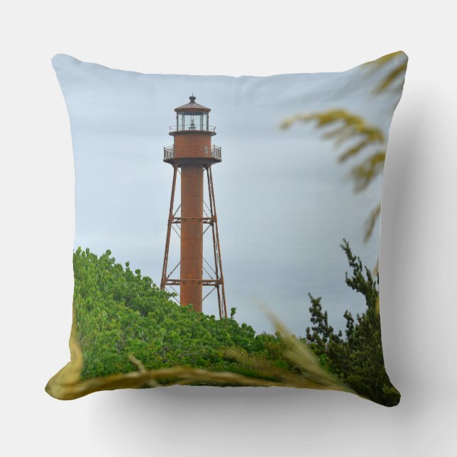 Sanibel Lighthouse Throw Pillow (Front)