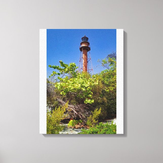 Sanibel Lighthouse Under Blue Skies Canvas Print (Front)