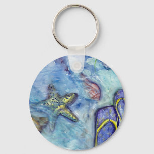 Sanibel Sandals watercolor Keychain