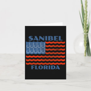 Sanibel Vintage Fishing American Flag Fish Hooks Card