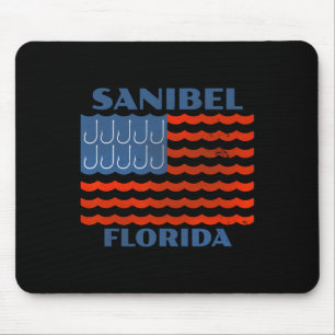 Sanibel Vintage Fishing American Flag Fish Hooks  Mouse Pad