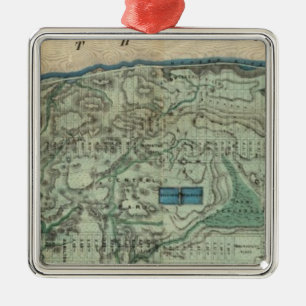 Sanitary and Topographical Map of New York City Metal Ornament