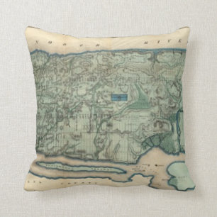 Sanitary and Topographical Map of New York City Throw Pillow