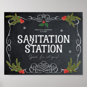 Sanitation Station christmas winter wedding sign