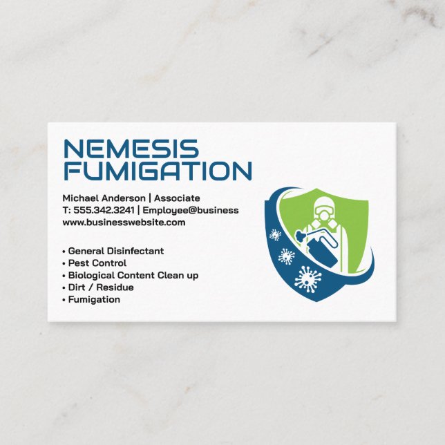 Sanitization | Fumigation Clean Suit Business Card (Front)