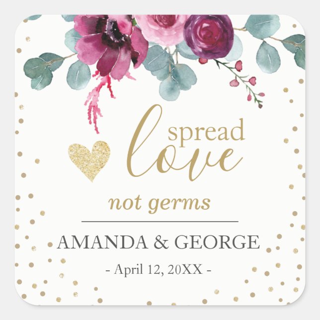 Sanitizer à la main étiquette de fleurs bordeaux p (Devant)