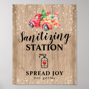 Sanitizing Station Rustic Christmas Sanitizer Poster