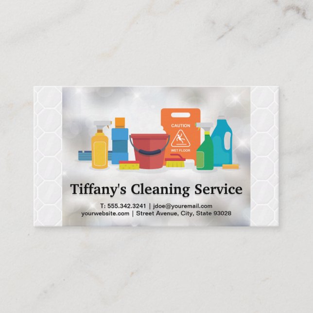 Sanitizing Supplies | Tiles and Sparkle Business Card (Front)