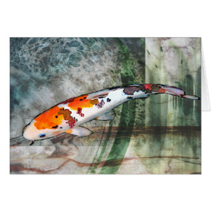 Sanke Koi in Abstract Blue & Green pond