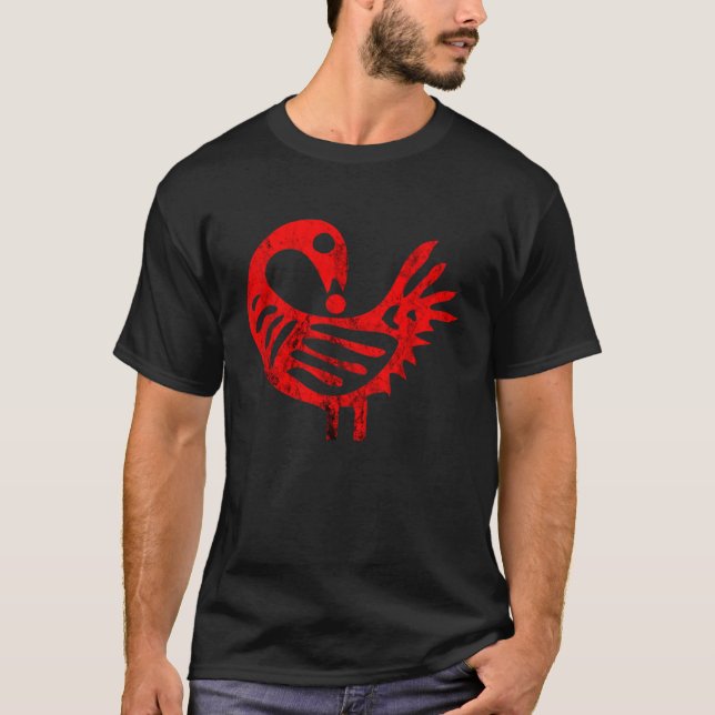 Sankofa Afrocentric Adinkra Red African Symbol Bir T-Shirt (Front)