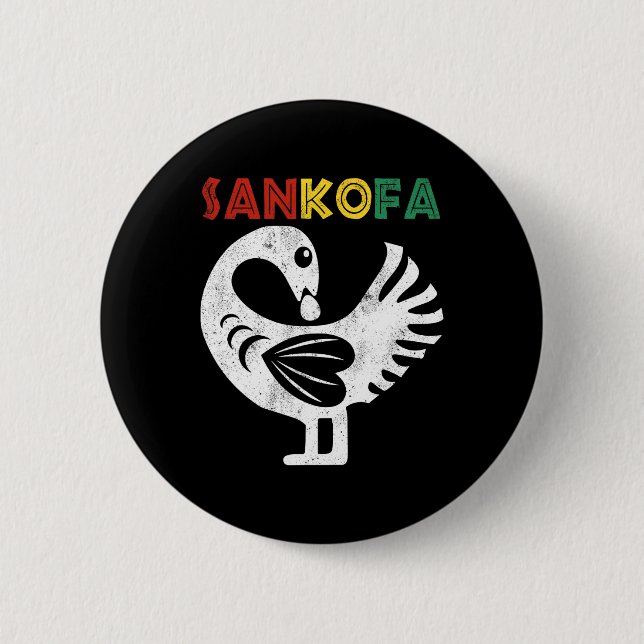 Sankofa Juneteenth Ghana Adinkra Symbol Sankofa  2 Inch Round Button (Front)