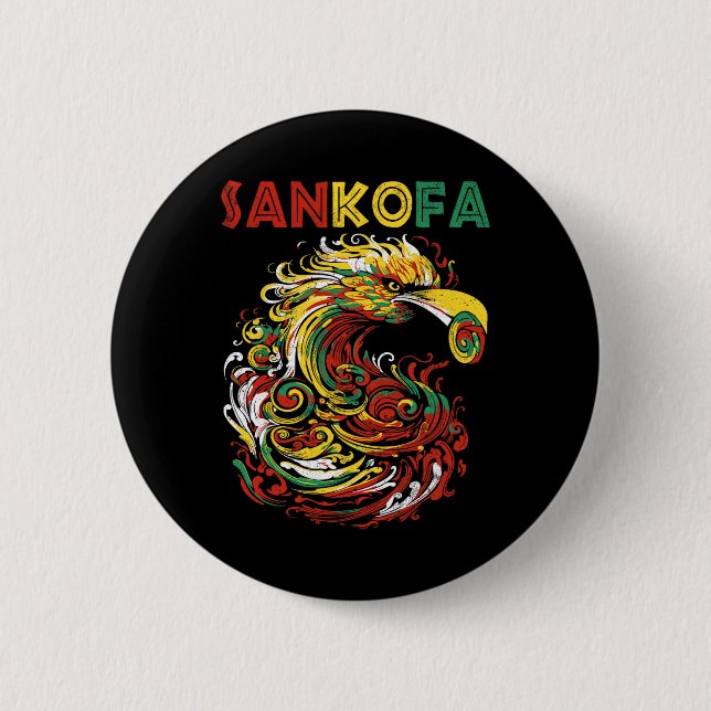 Sankofa Juneteenth Ghana Sankofa Symbol Adinkra  2 Inch Round Button (Front)