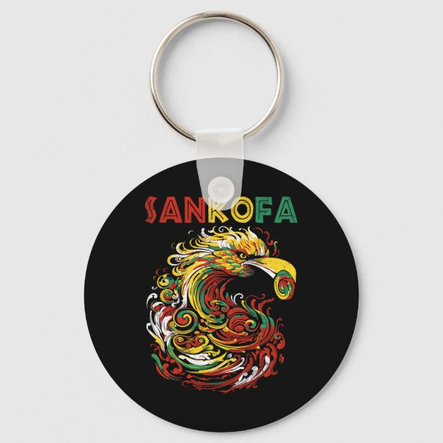 Sankofa Juneteenth Ghana Sankofa Symbol Adinkra  Keychain (Front)