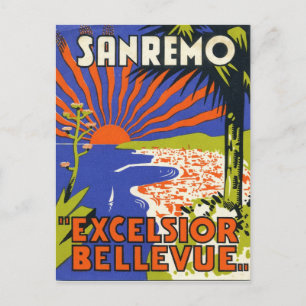 sanremo hotel label postcard