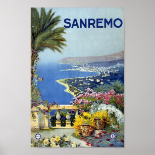 Sanremo Italy Europe Vintage Travel Poster